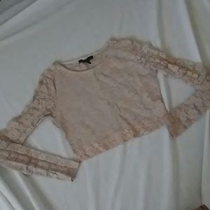 Long sleeve lace crop top